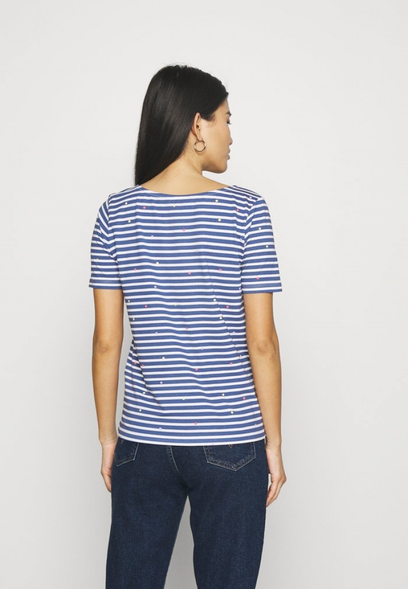 Anna Field Coupon Print T-Shirt Dames Blauw | NL-8934265-UD