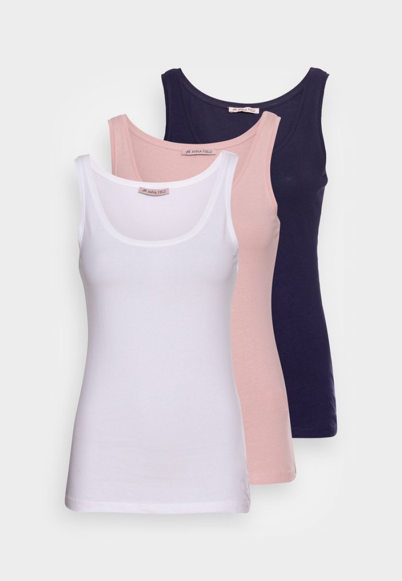 Anna Field Deals Basic Tank 3Er Pack Top T-Shirt Dames Donkerblauw | NL-1542037-GQ