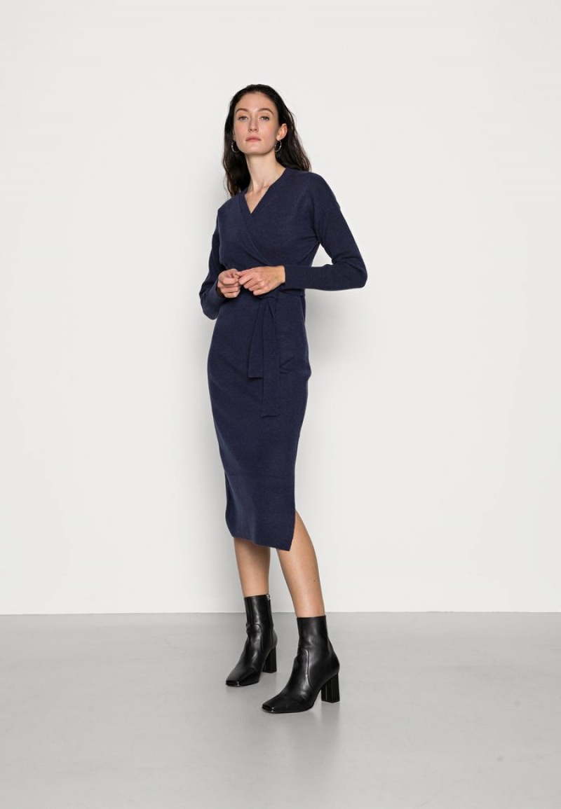 Anna Field Deals Wrap Over Midi Jumper Jurk Dames Donkerblauw | NL-9035784-UY