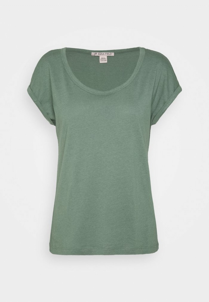 Anna Field Discount Basic T-Shirt Dames Khaki | NL-4796053-VW