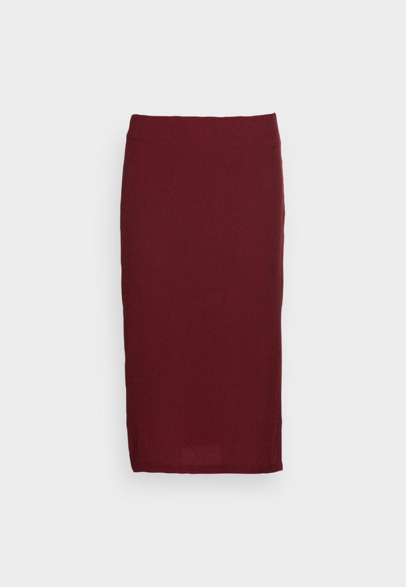 Anna Field Discount Structured Fabric Midi High Waisted Pencil Skirt Mini Rok Dames Bordeaux | NL-6847120-CW