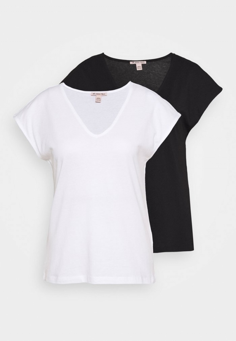 Anna Field Flash Sale 2 Pack Basic T-Shirt Dames Zwart | NL-7908145-DN