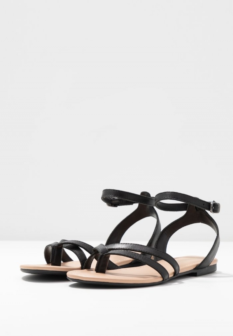 Anna Field Flash Sale Leather T-Bar Sandalen Dames Zwart | NL-6893014-WL