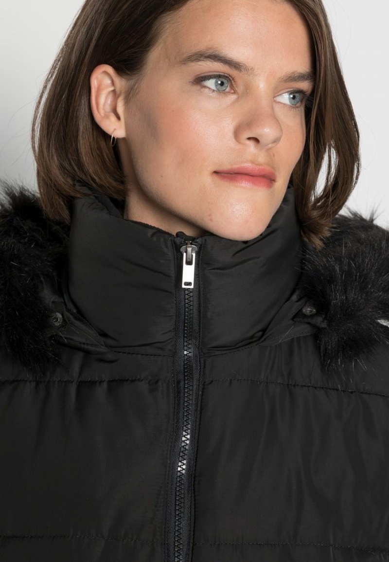 Anna Field Flash Sale Long Puffer With Hood Winter Mantel Dames Zwart | NL-8147290-MO