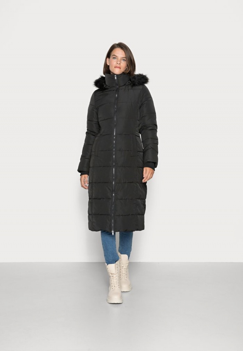 Anna Field Flash Sale Long Puffer With Hood Winter Mantel Dames Zwart | NL-8147290-MO