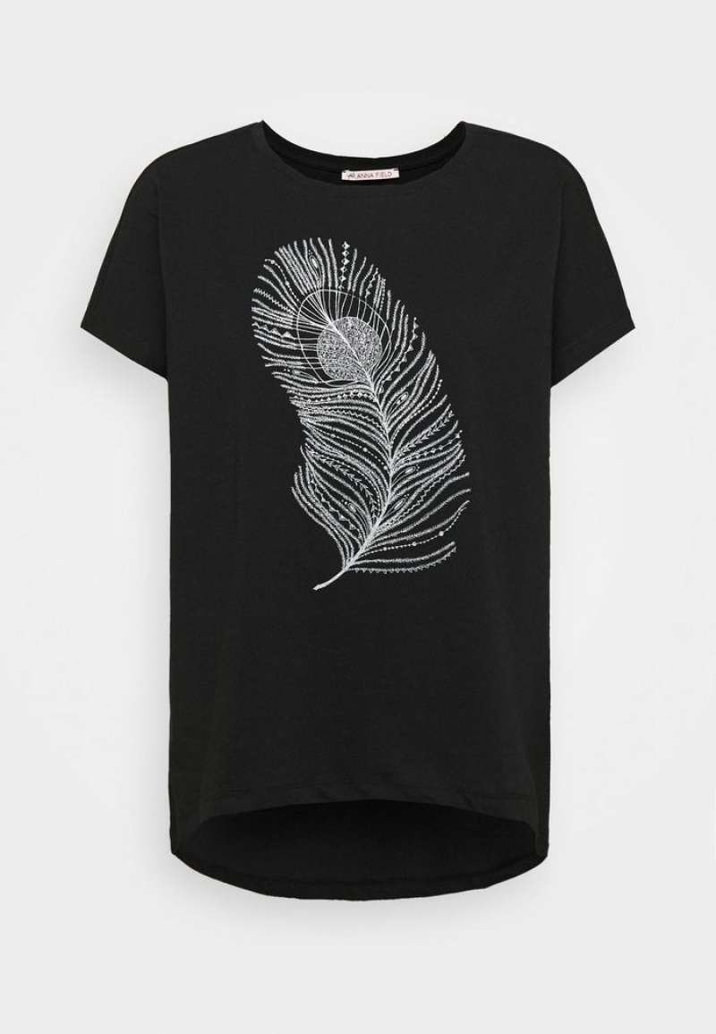 Anna Field Flash Sale Print T-Shirt Dames Zwart | NL-0528496-BV