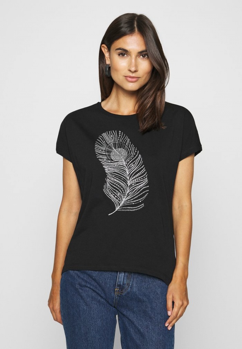 Anna Field Flash Sale Print T-Shirt Dames Zwart | NL-0528496-BV