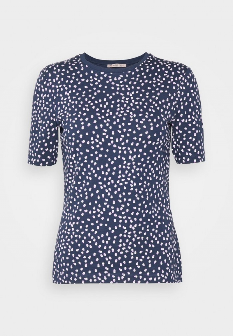 Anna Field Flash Sale Print T-Shirt Dames Donkerblauw | NL-5712639-GX