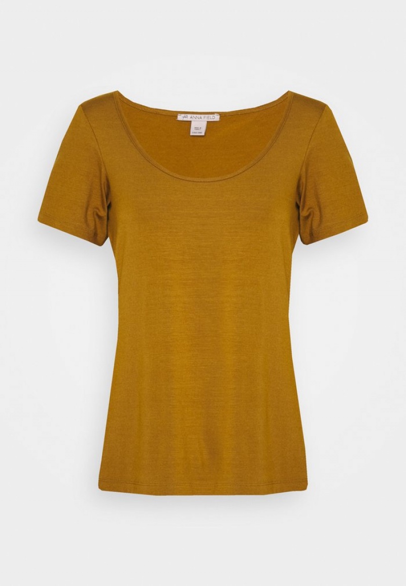 Anna Field Hot Sale Basic T-Shirt Dames Bruin | NL-3641958-RP