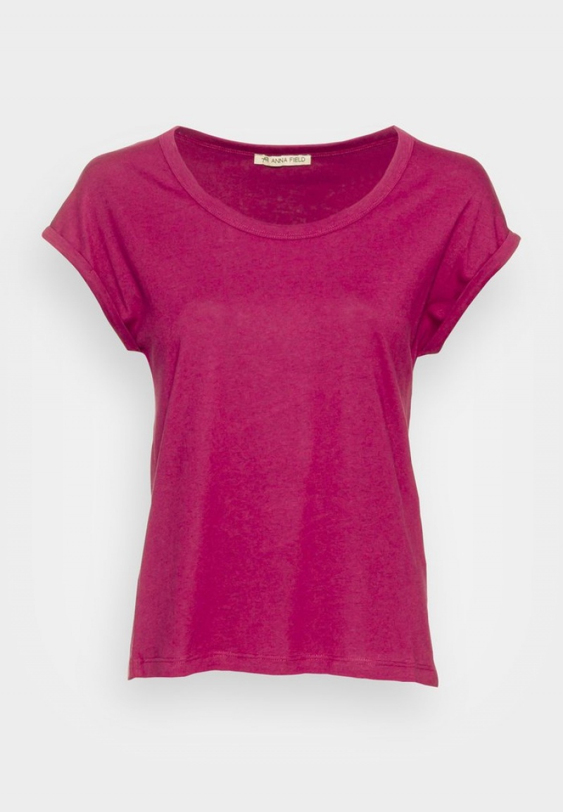 Anna Field Hot Sale Basic T-Shirt Dames Donkerrood | NL-7941302-CE