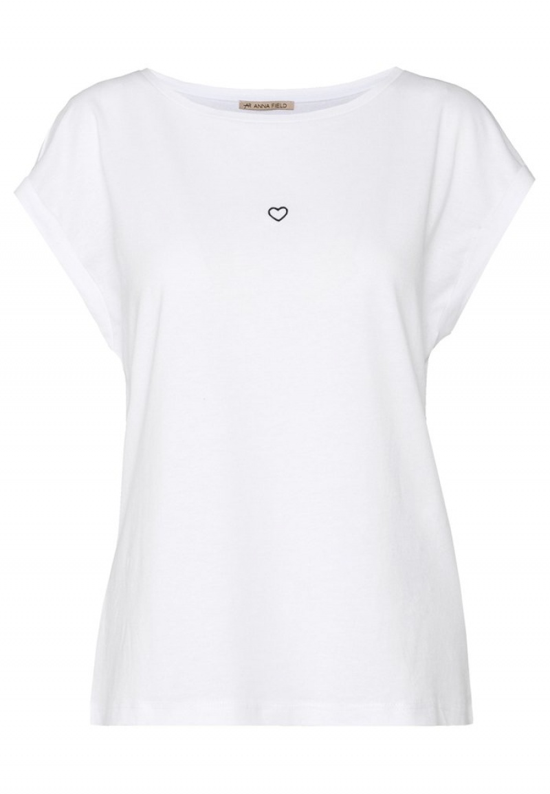 Anna Field Hot Sale Basic T-Shirt Dames Wit | NL-1729846-HN