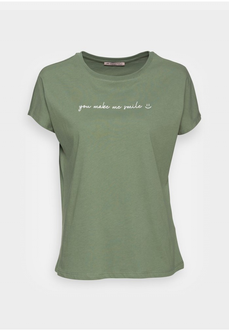 Anna Field Hot Sale Francesca Print T-Shirt Dames Groen | NL-8461573-QY