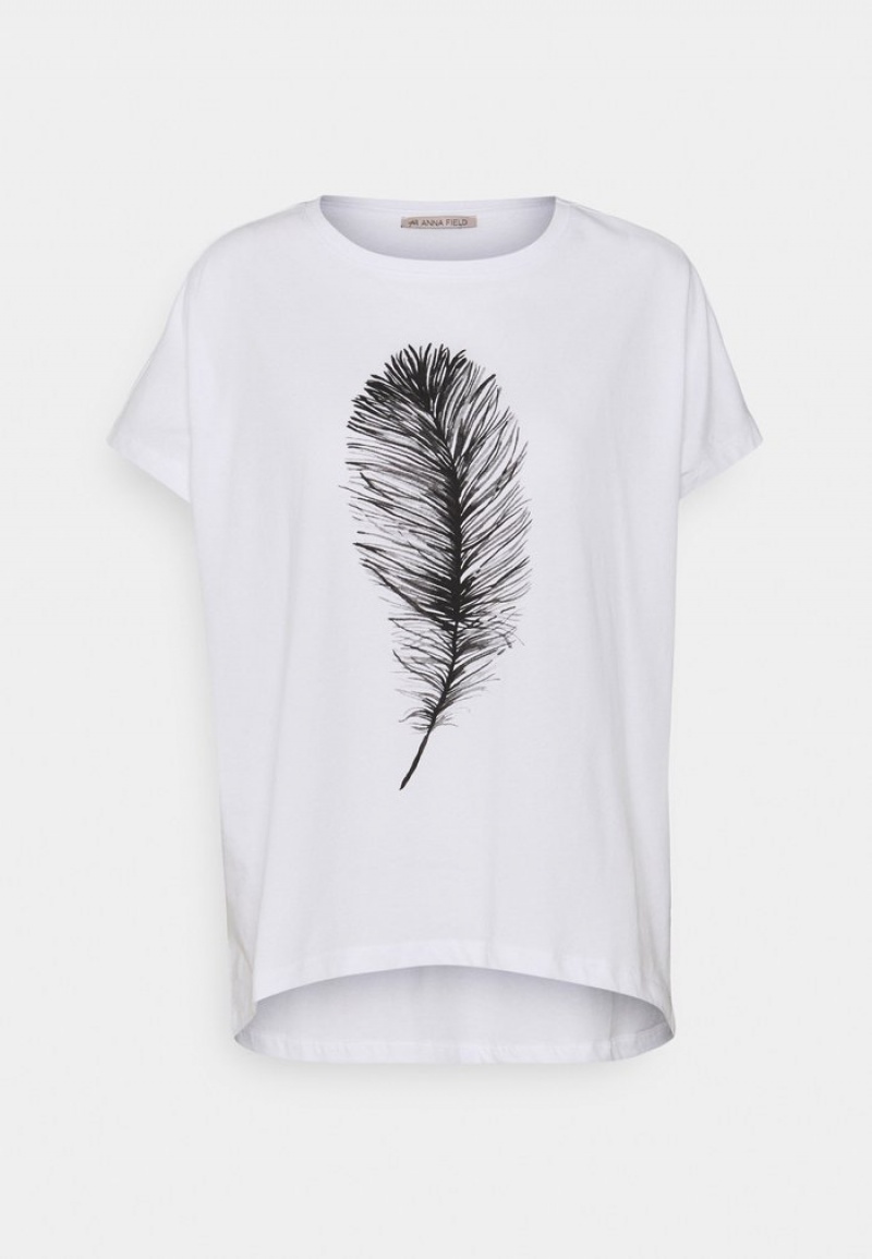 Anna Field New Print T-Shirt Dames Wit | NL-1764580-KL