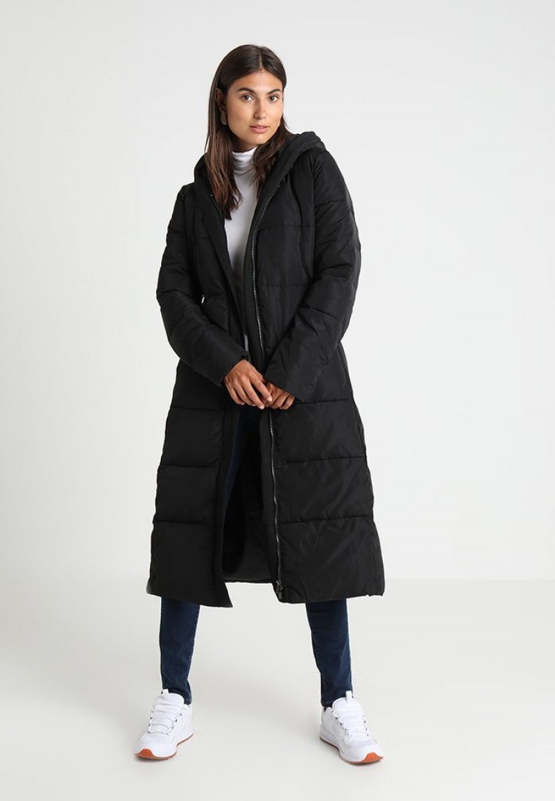 Anna Field Outlet Long Coat With Hood Winter Mantel Dames Zwart | NL-4176290-KP