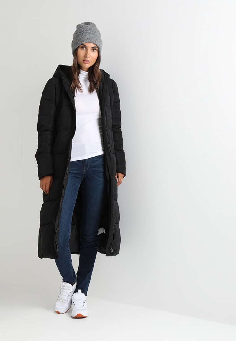 Anna Field Outlet Long Coat With Hood Winter Mantel Dames Zwart | NL-4176290-KP