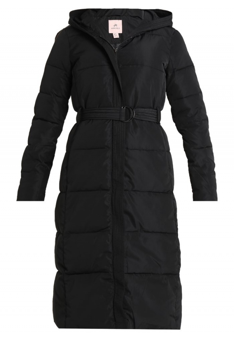 Anna Field Outlet Long Coat With Hood Winter Mantel Dames Zwart | NL-4176290-KP