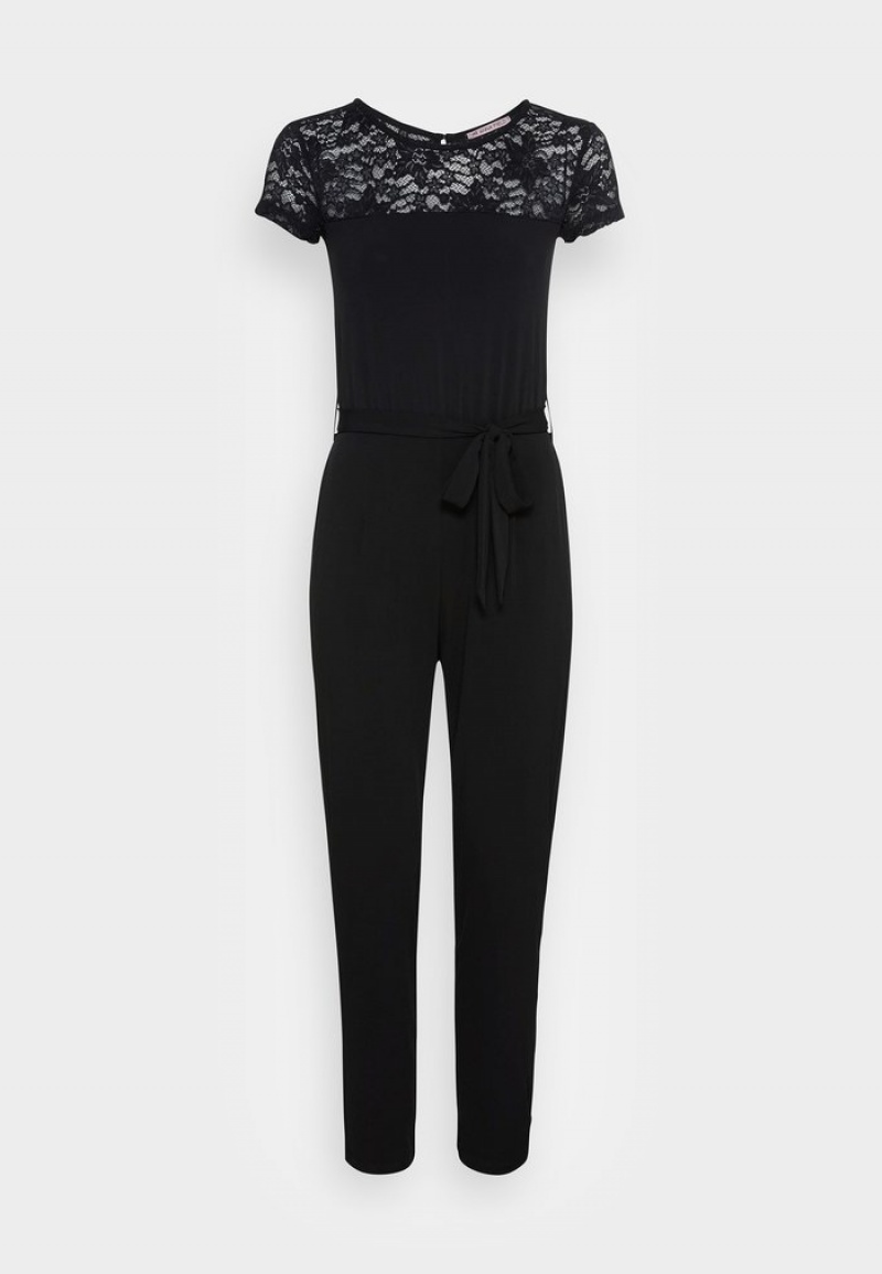 Anna Field Outlet Occasion Kanten Kort Sleeves Belted Jumpsuit Dames Zwart | NL-1730465-GM