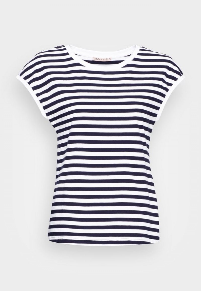 Anna Field Outlet Print T-Shirt Dames Donkerblauw | NL-6794530-JD