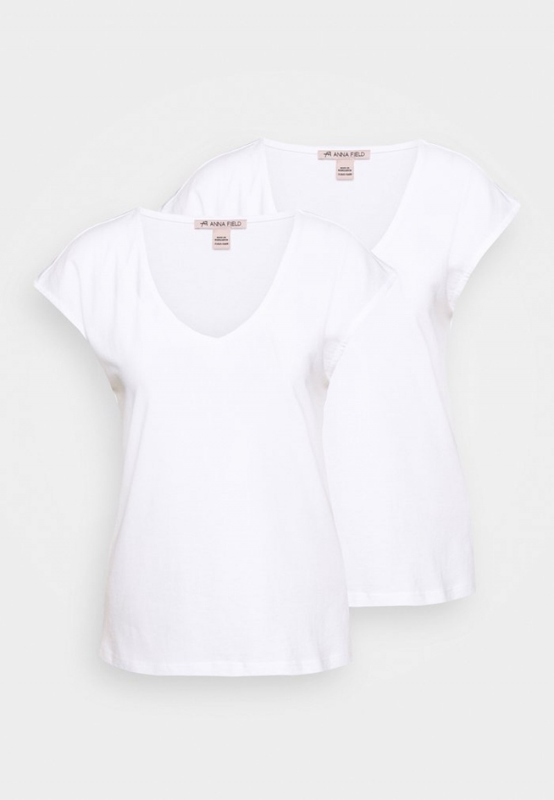 Anna Field Promo 2 Pack Basic T-Shirt Dames Wit | NL-2480579-TA