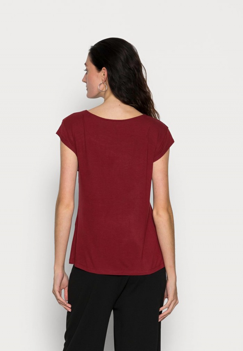 Anna Field Promo Basic T-Shirt Dames Donkerrood | NL-9816547-JF