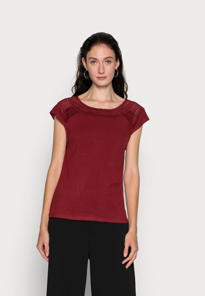 Anna Field Promo Basic T-Shirt Dames Donkerrood | NL-9816547-JF