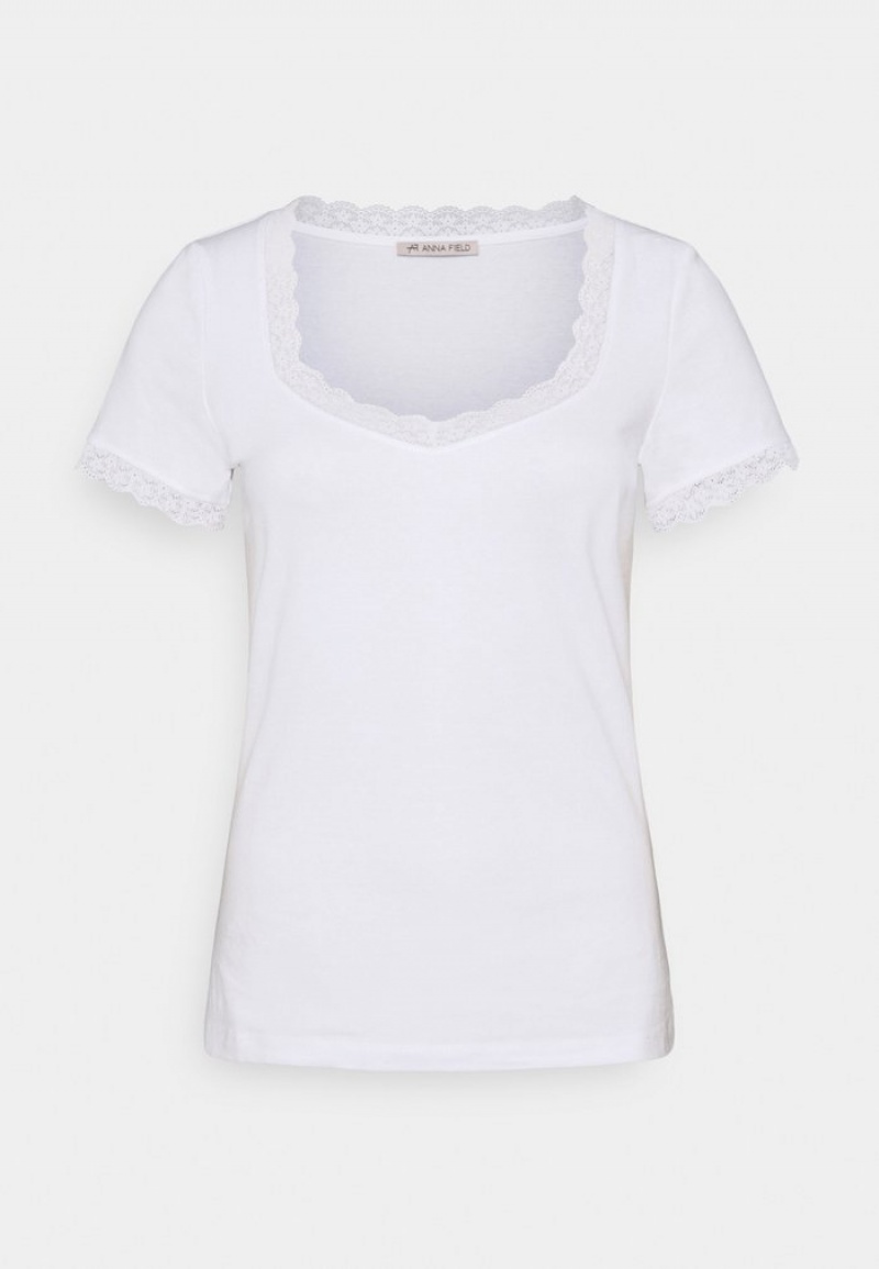 Anna Field Promo Basic T-Shirt Dames Wit | NL-5024739-LN