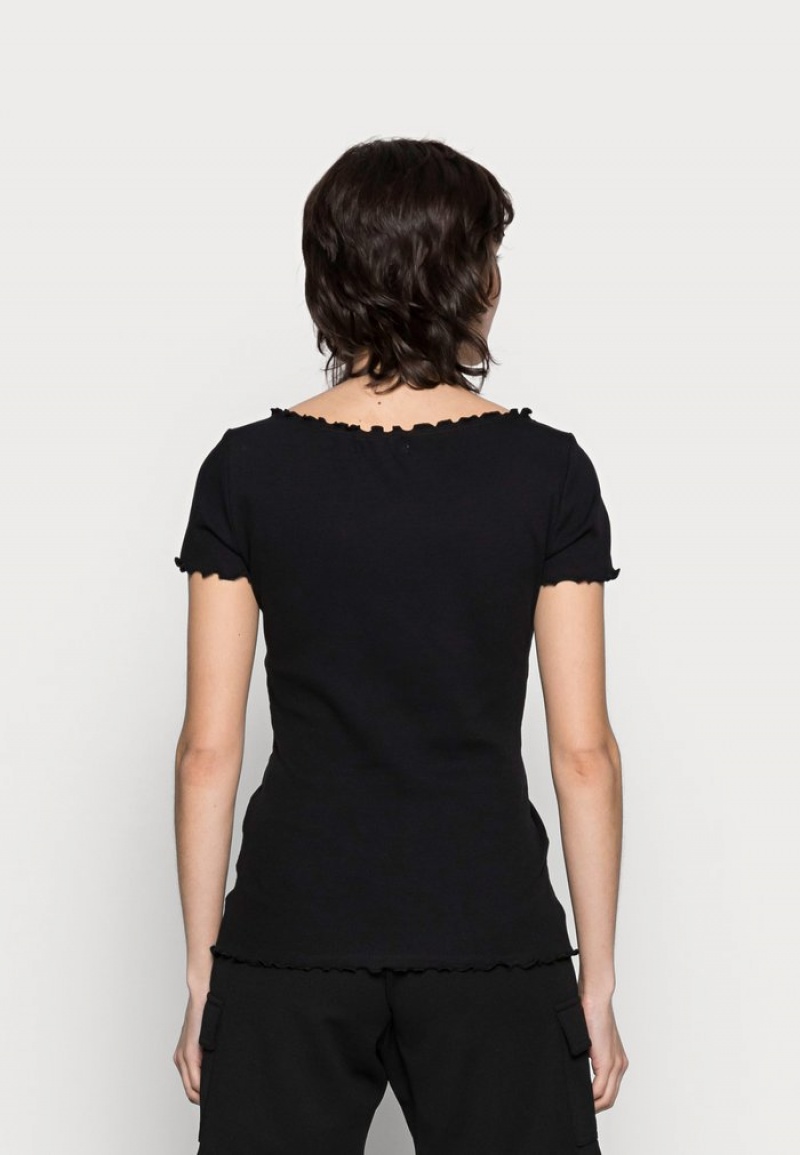 Anna Field Promo Basic T-Shirt Dames Zwart | NL-3152647-FQ