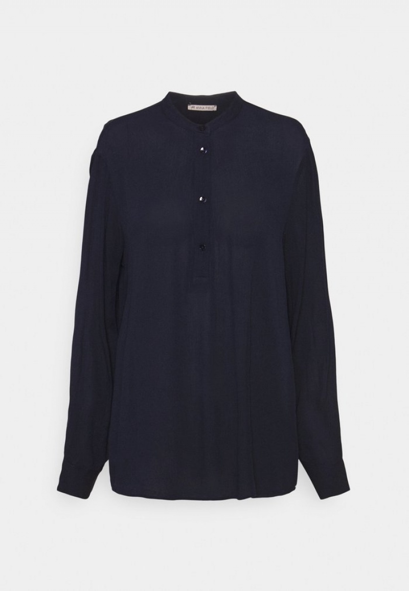 Anna Field Promo Blouse Dames Donkerblauw | NL-2451837-YP