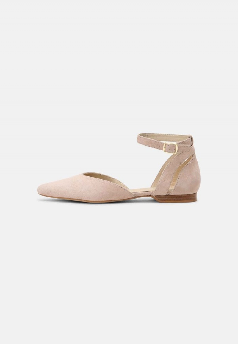 Anna Field Promo Leather Ankle Riemen Ballet Pumps Ballerina Schoenen Dames Beige | NL-3429768-LU