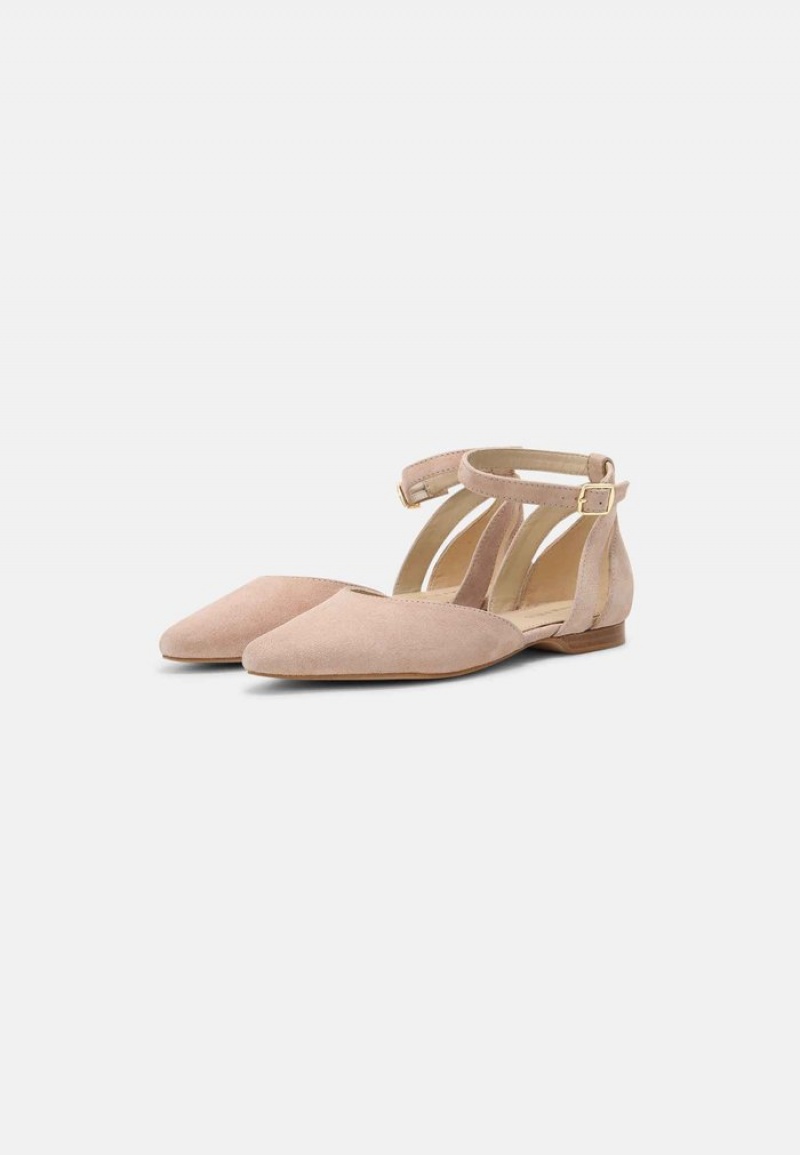 Anna Field Promo Leather Ankle Riemen Ballet Pumps Ballerina Schoenen Dames Beige | NL-3429768-LU