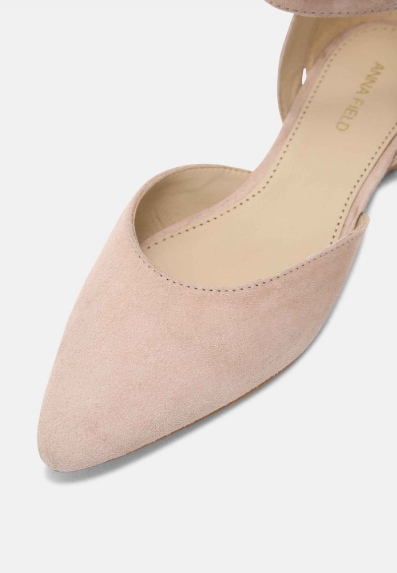 Anna Field Promo Leather Ankle Riemen Ballet Pumps Ballerina Schoenen Dames Beige | NL-3429768-LU