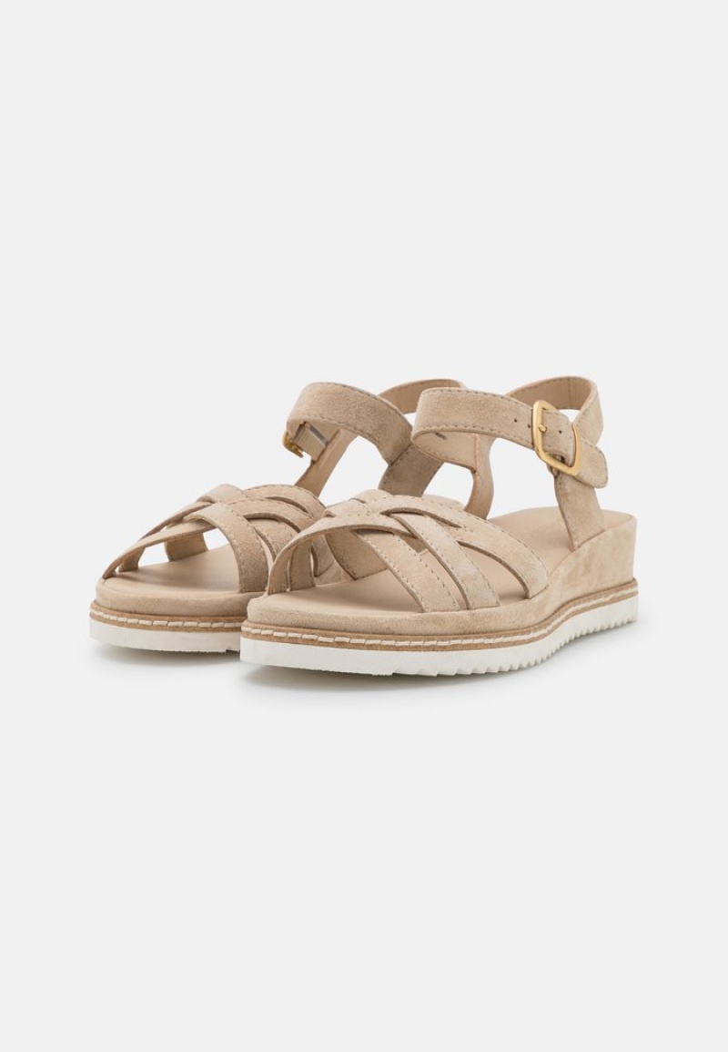 Anna Field Promo Leather Wedge Sandalen Dames Beige | NL-3618905-PR