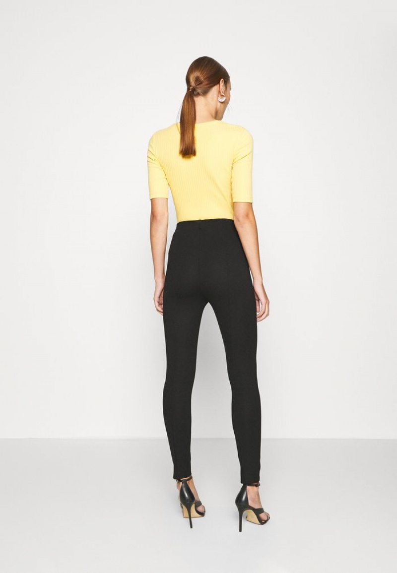 Anna Field Promo Punto Leggings With Button Detail Leggings Broek Dames Zwart | NL-0248319-RZ