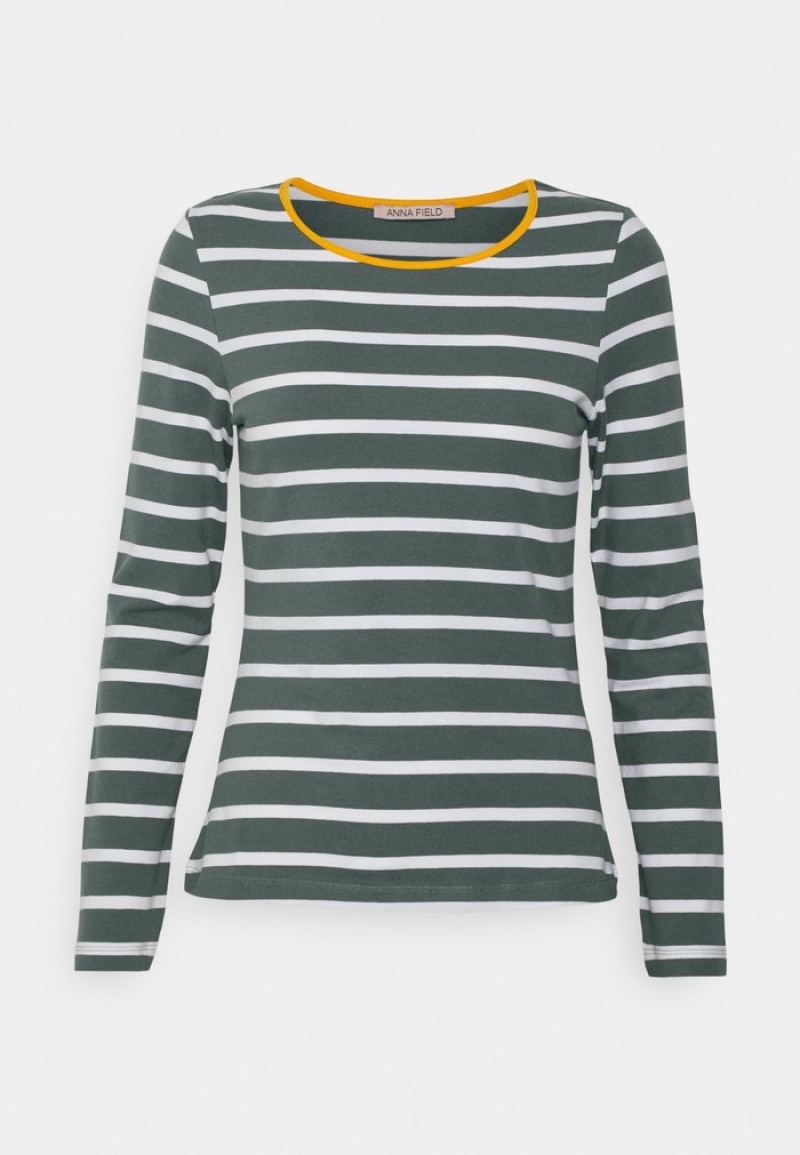 Anna Field Promo Stripey Contrast Lange Mouwen Dames Lichtgroen | NL-2714596-VD