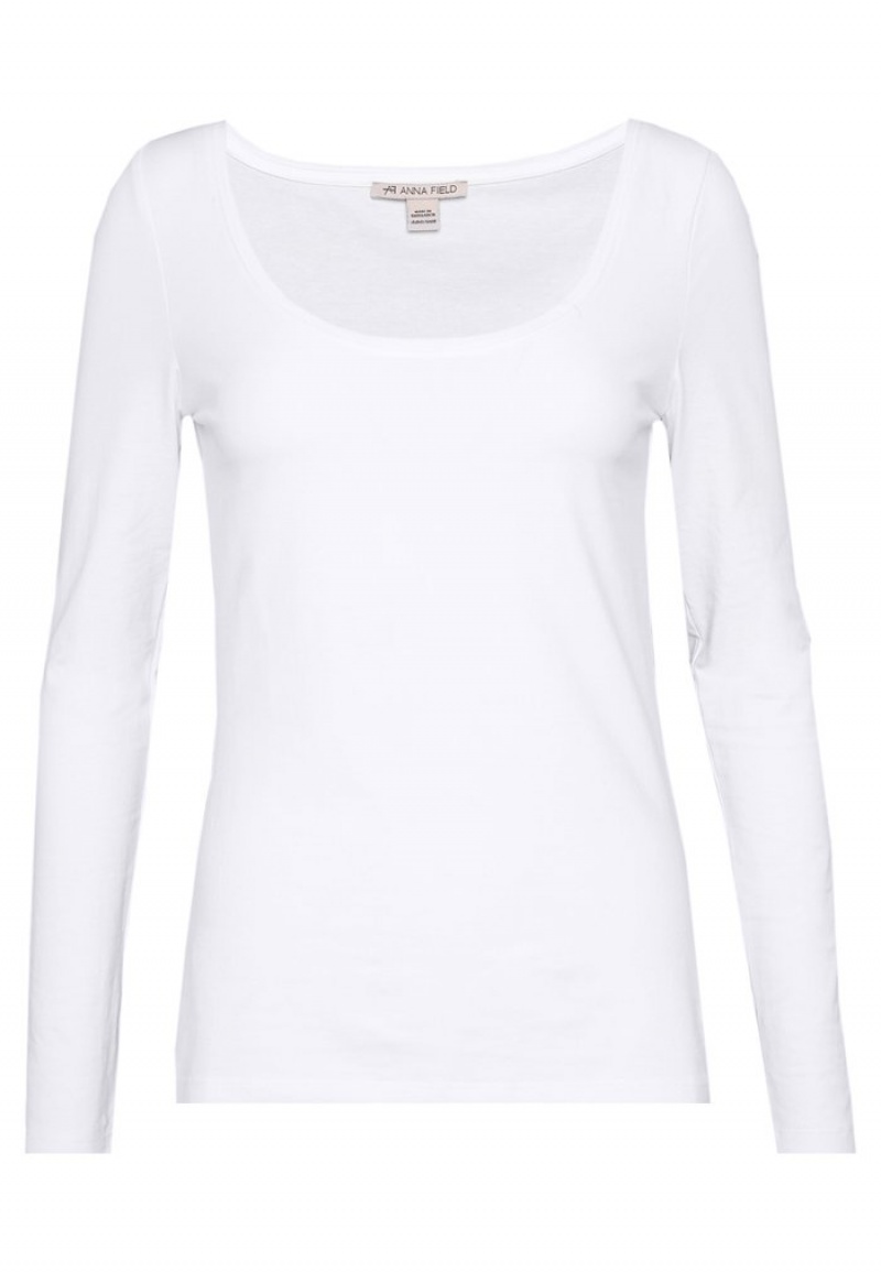 Anna Field Top 10 Basic Round Neck Lange Mouwen Dames Wit | NL-5816397-MS