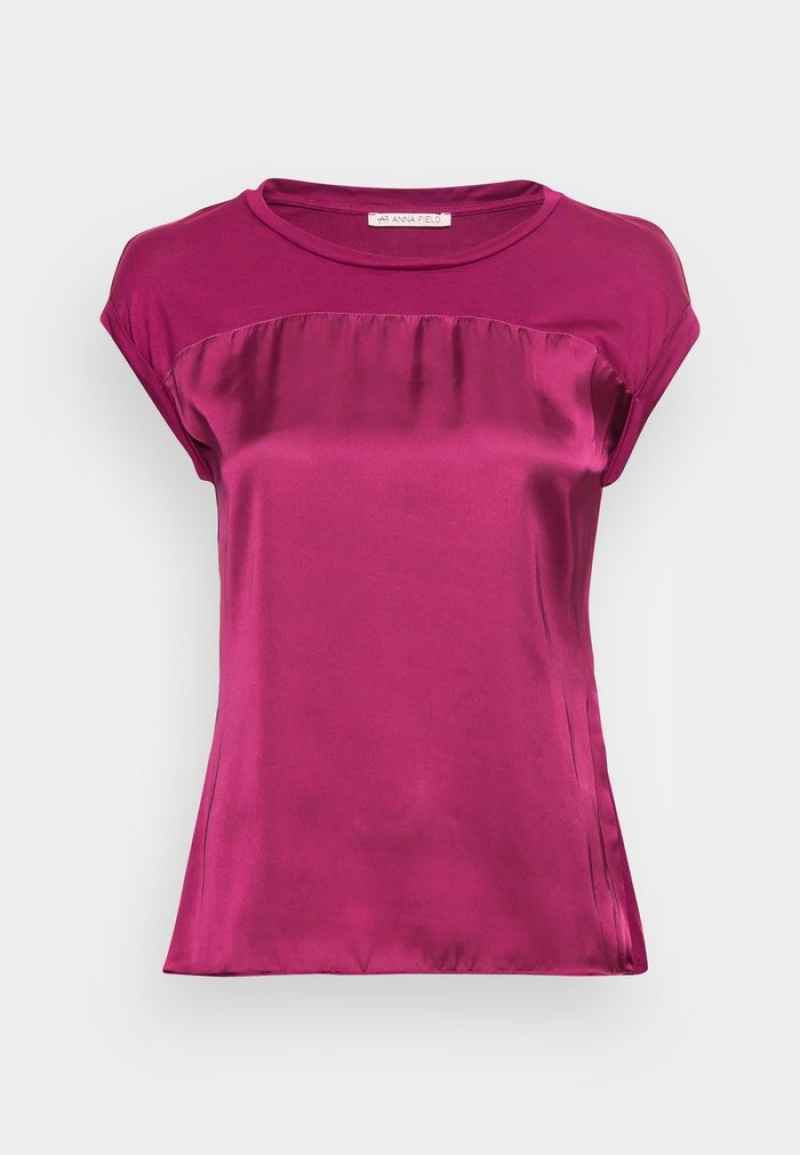 Anna Field Wholesale Basic T-Shirt Dames Donkerrood | NL-0413789-HA