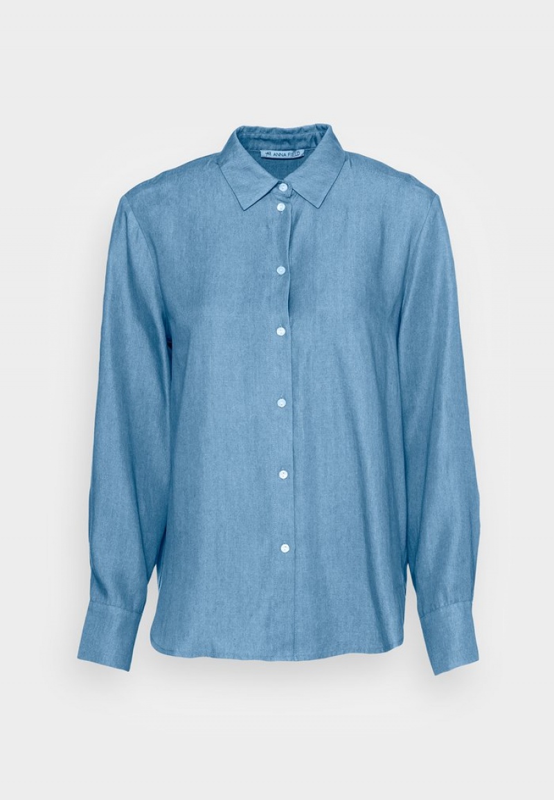 Anna Field Wholesale Button-Down Blouse Dames Blauw | NL-1968475-WD