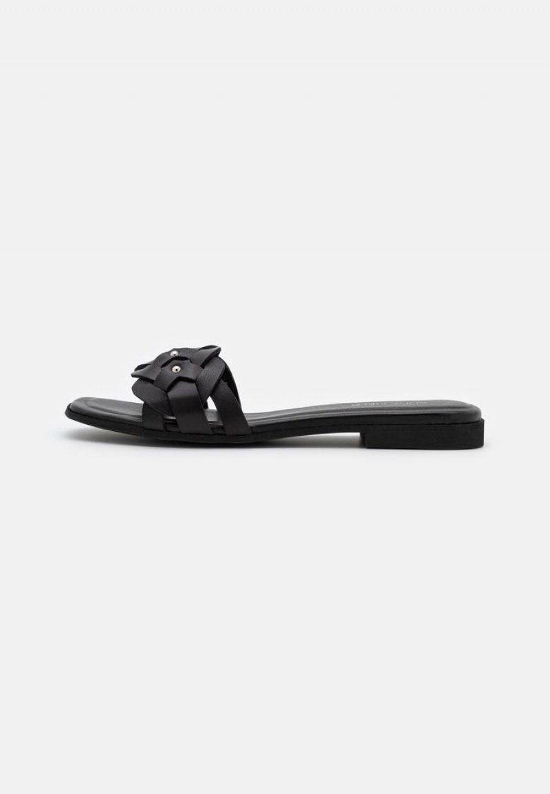 Anna Field Wholesale Leather Mules Dames Zwart | NL-3147968-YW