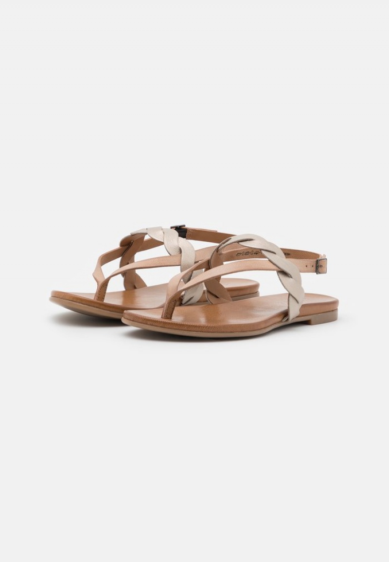 Anna Field Wholesale Leather T-Bar Sandalen Dames Beige | NL-8047362-YO