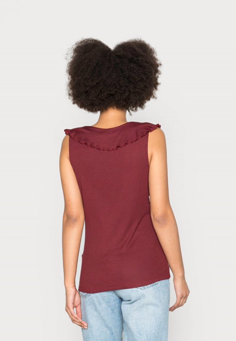 Anna Field Wholesale Top T-Shirt Dames Donkerrood | NL-8296351-CX