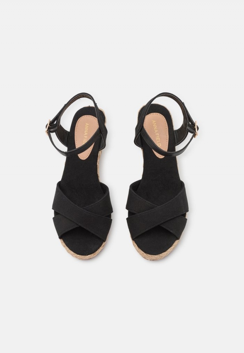 Anna Field Wholesale Wedge Sandalen Dames Zwart | NL-7698240-FP